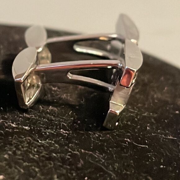 Vintage-1930s-1” x 1” engravable rectangular polished stainless steel cuff links - Picture 10 of 15